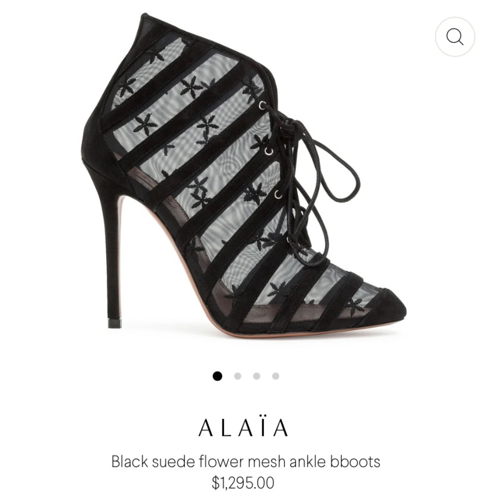 Alaïa Black suede mesh flower boot sz 41.
